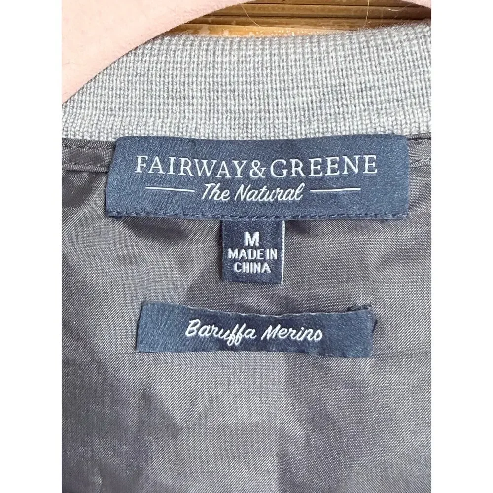 Fairway & Greene 100% merino wool men’s pullover lined sweater medium gray golf
